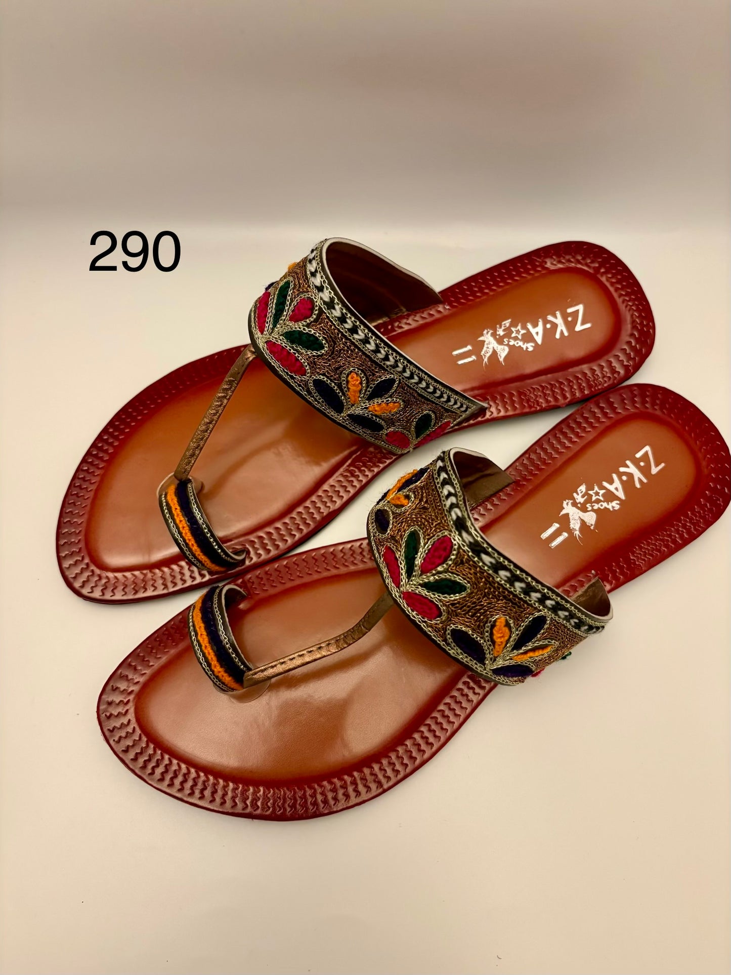 290/Women’s Handmade Kolhapuri Chappal – Traditional Leather Flat Sandals-Available Sizes: UK 3,4,5,6,7,8