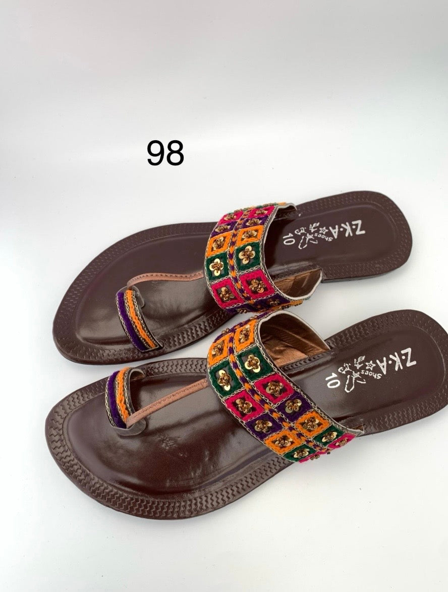 98/Women’s Handmade Kolhapuri Chappal – Traditional Leather Flat Sandals-Available Sizes: UK 3,4,5,6,7,8