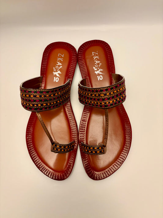 288/Women’s Handmade Kolhapuri Chappal – Traditional Leather Flat Sandals-Available Sizes: UK 3,4,5,6,7,8