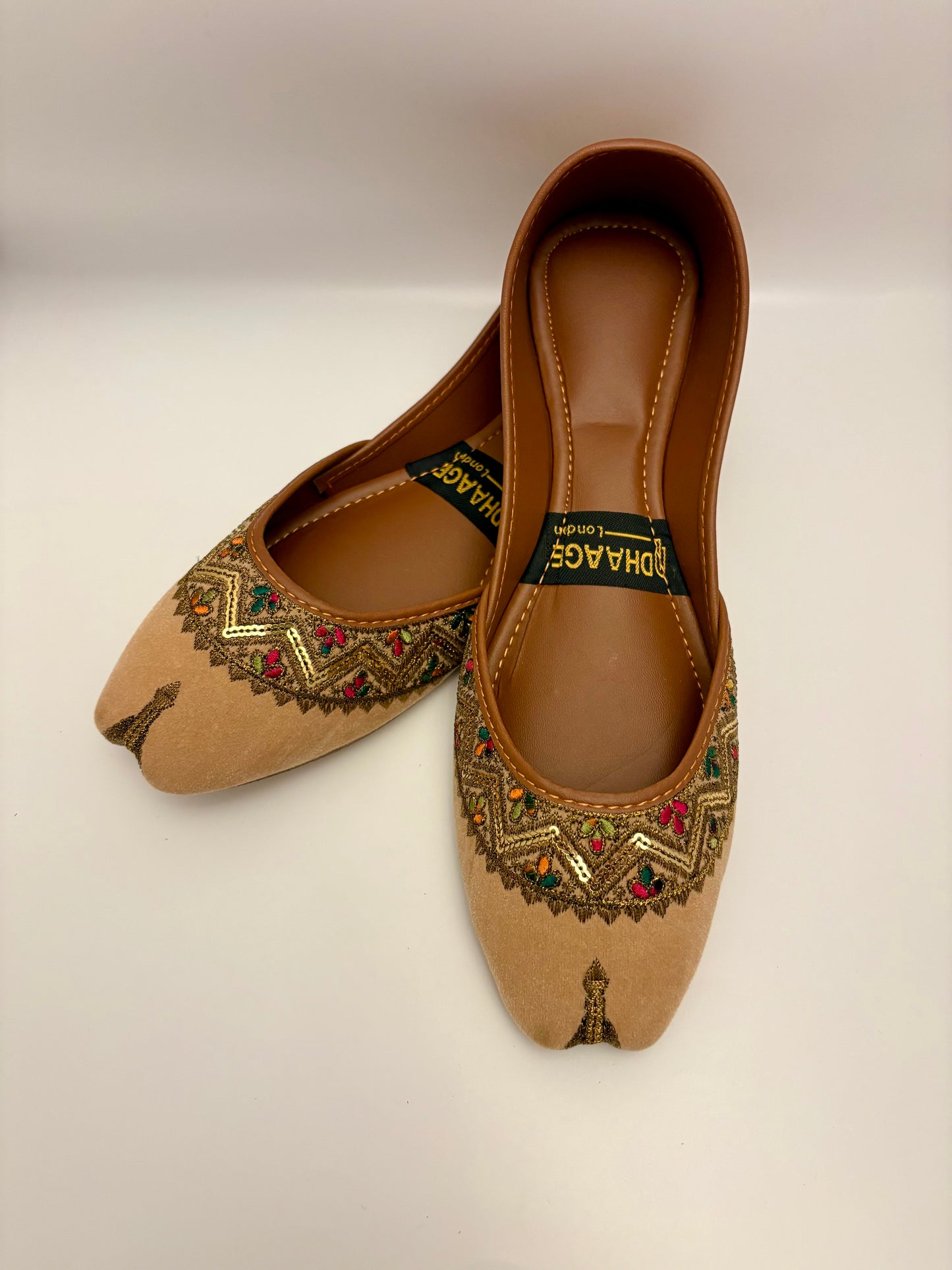 283-Handmade Women’s Light Camel Khussa – Traditional Jutti – Available size: UK 4,5,7