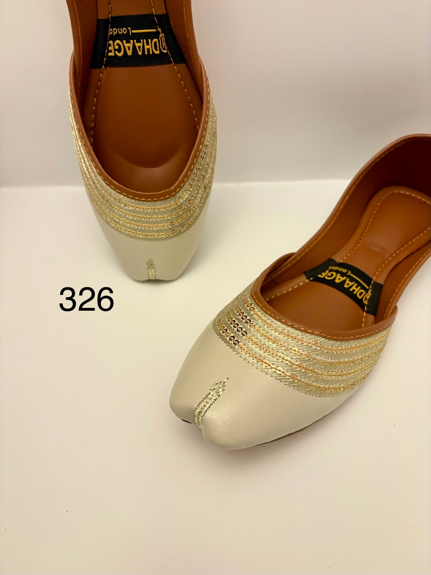 326-Handmade Women’s Off White/Cream Khussa – Traditional Jutti – Available size: UK 4,5,6,7,8