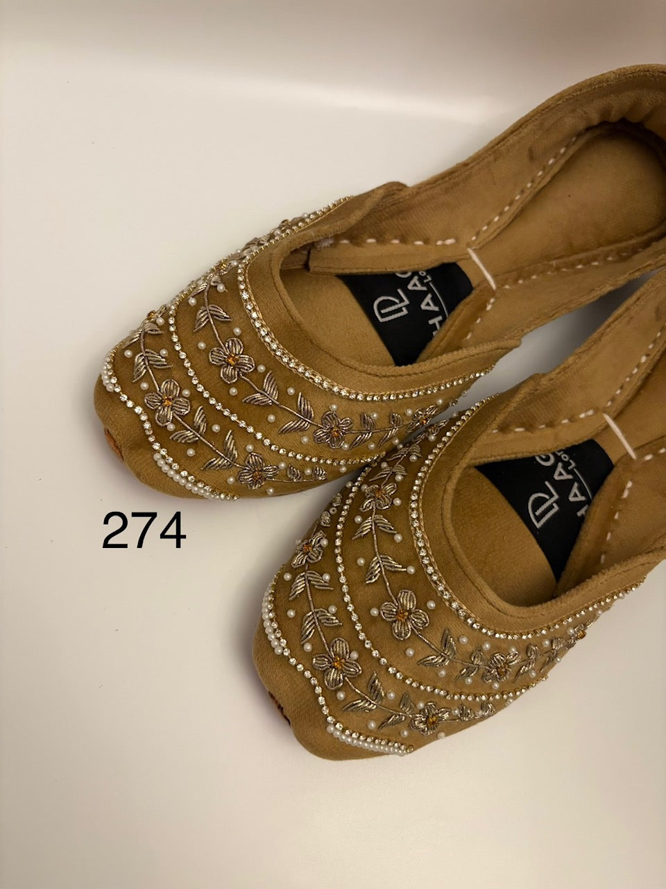 274-Handmade Leather/Velvet Khussa/Jutti Mustard Gold– Available sizes: UK 5,6,7