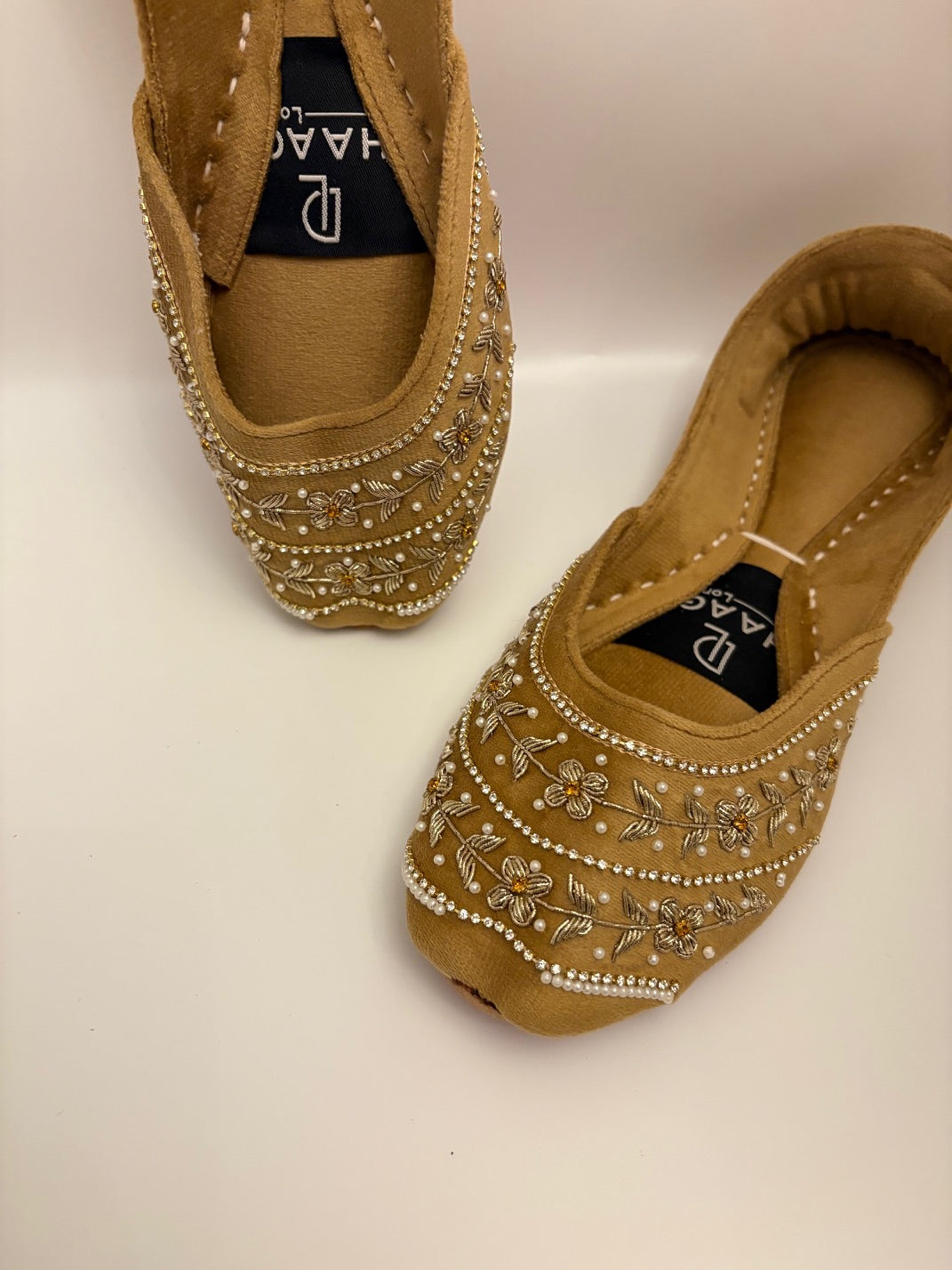 274-Handmade Leather/Velvet Khussa/Jutti Mustard Gold– Available sizes: UK 5,6,7