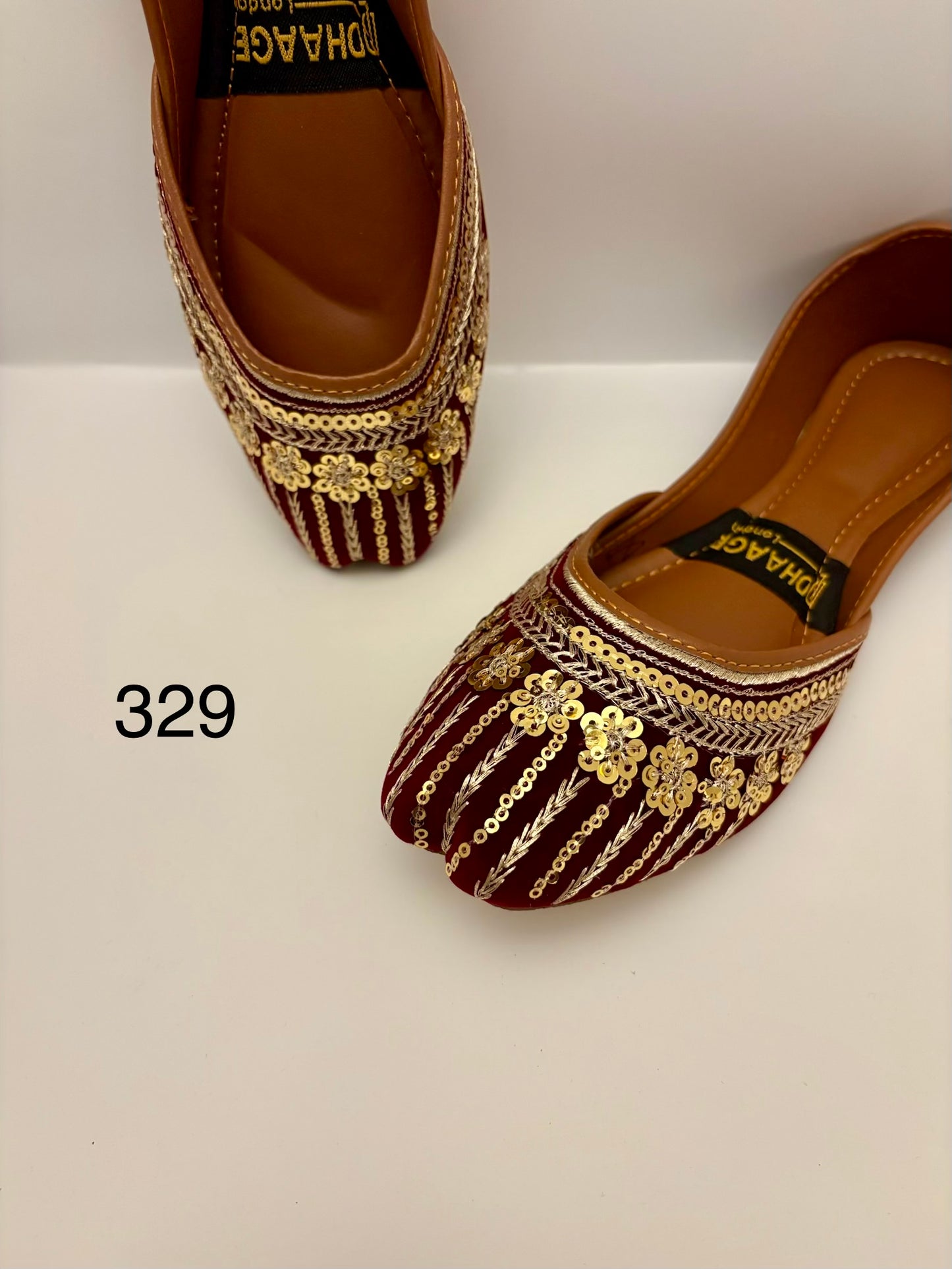 329-Handmade Women’s Gold MaroonKhussa – Traditional Jutti – Available size: UK 4,5,6,7,8