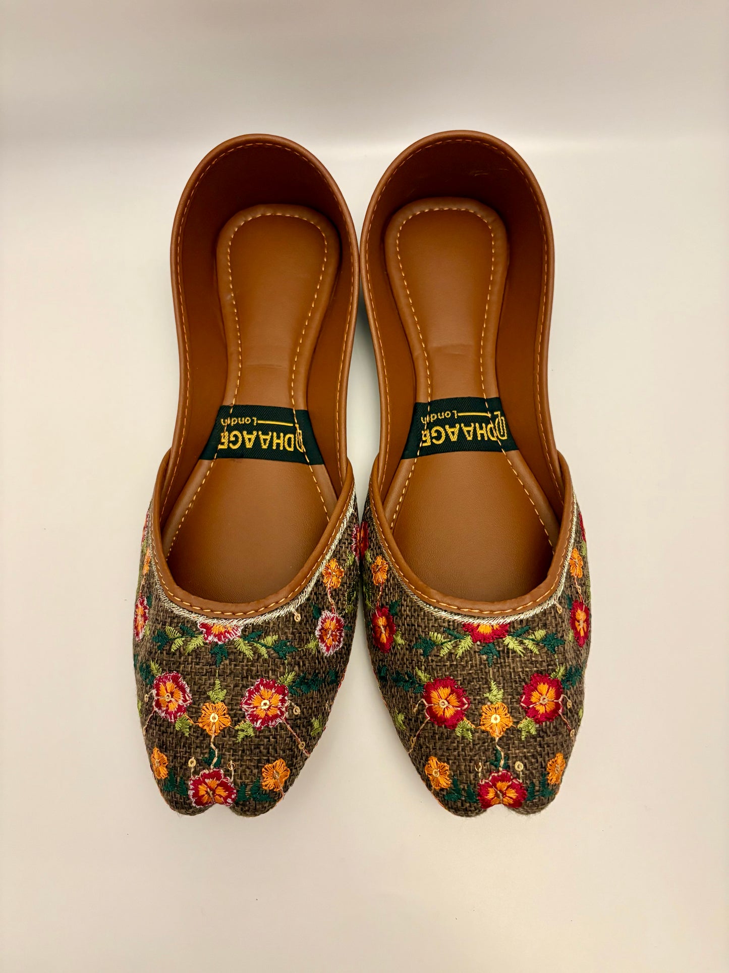 285-Handmade Women’s Light Earthy Grey Khussa – Traditional Jutti – Available size: UK 4,5,6,7,8