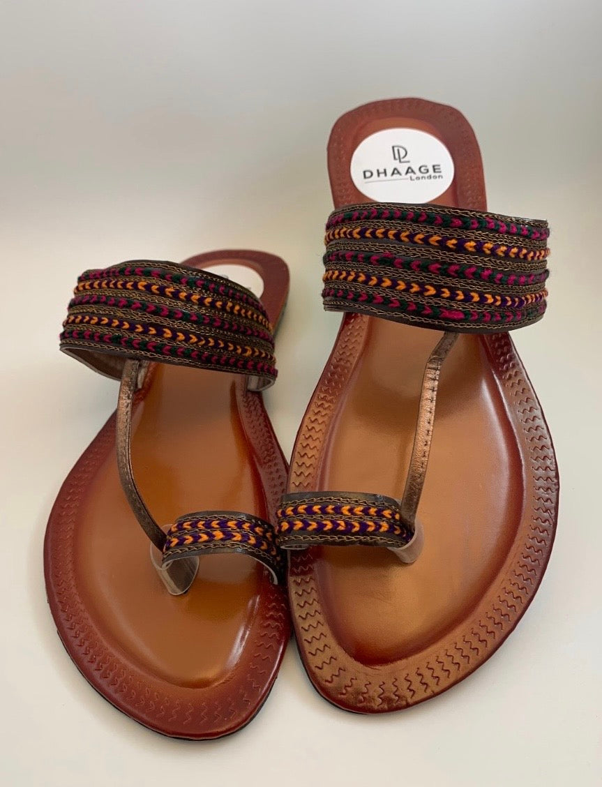 701/Women’s Handmade Kolhapuri Chappal – Traditional Leather Flat Sandals-Available Sizes: UK 3,7