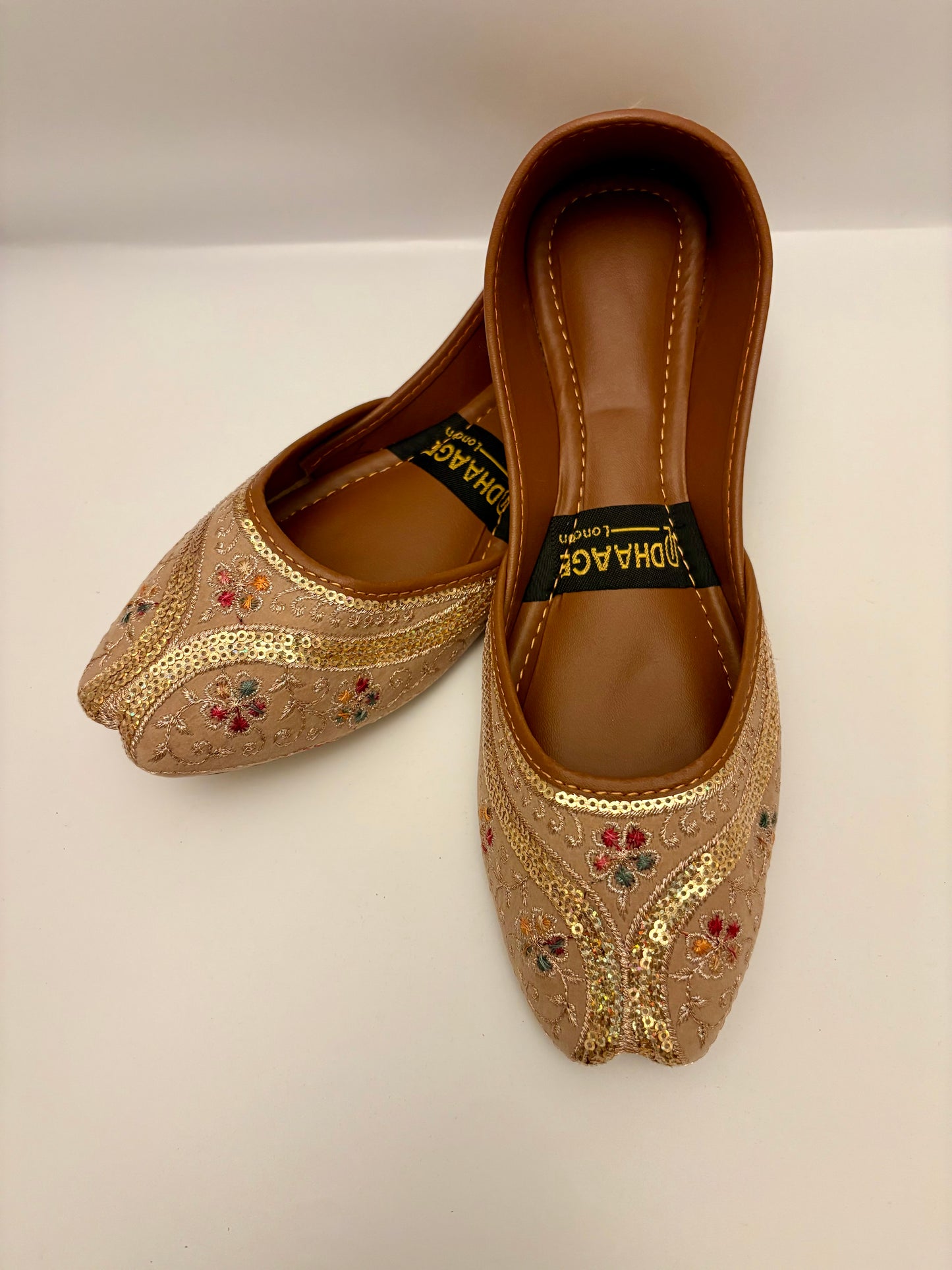 336-Handmade Women’s Camel Gold Khussa – Traditional Jutti – Available size: UK 4,5,6,7,8 (Copy)