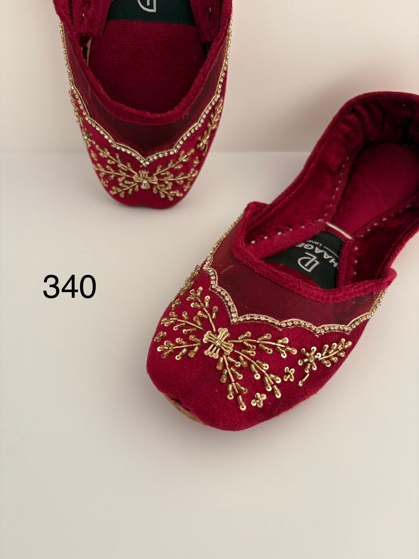 340-Handmade Leather/Velvet Khussa/Jutti - Raspberry Pink -Available sizes: UK 5,6,7,8