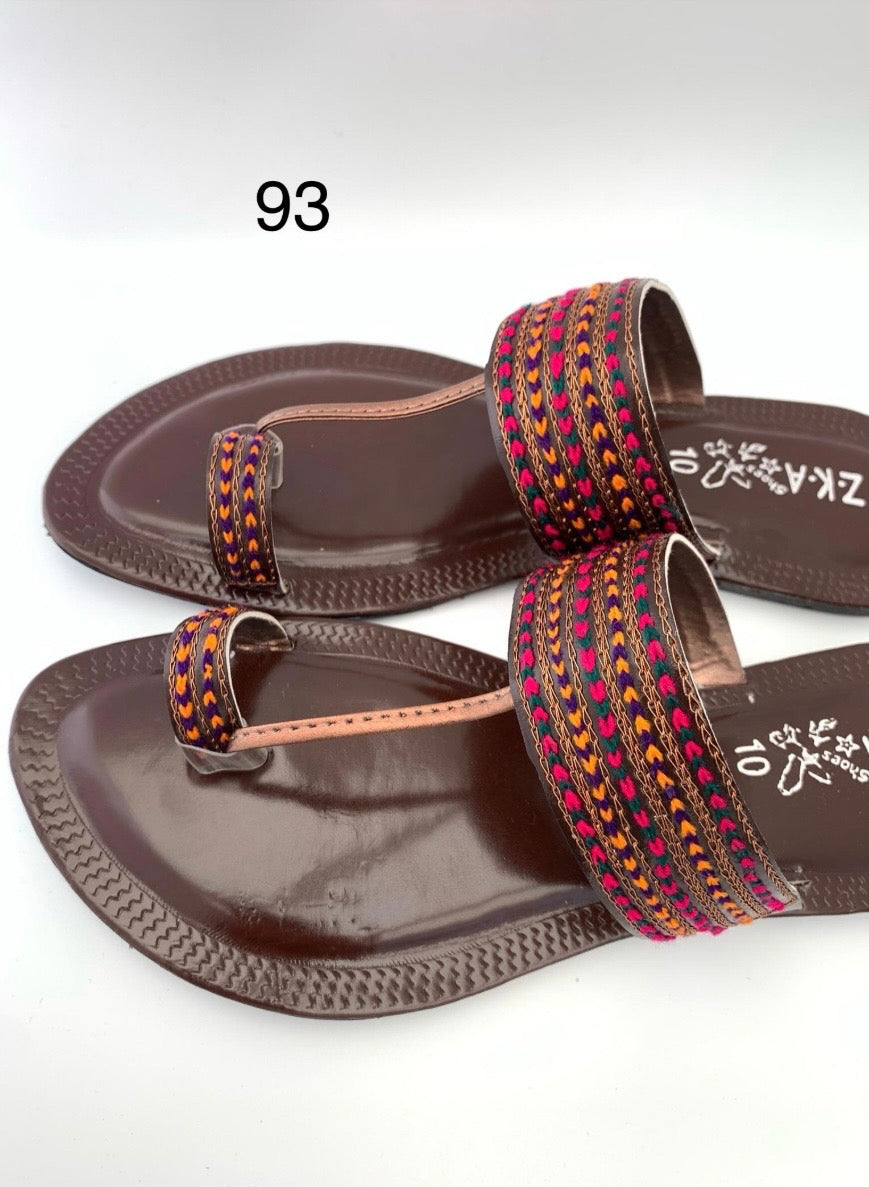 93/Women’s Handmade Kolhapuri Chappal – Traditional Leather Flat Sandals-Available Sizes: UK 3,4,5,6,7,8