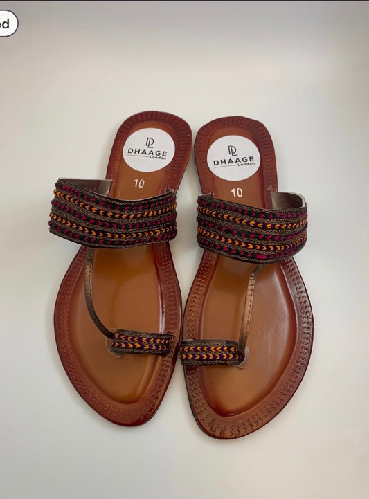 701/Women’s Handmade Kolhapuri Chappal – Traditional Leather Flat Sandals-Available Sizes: UK 3,7